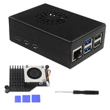 Raspberry Pi 5 Metal Case with Armor, Active Cooler, Aluminum Heatsink & Cooling Fan, Black, Compatible with Raspberry Pi 5 4GB/8GB, Metal Material, Removable Top Cover